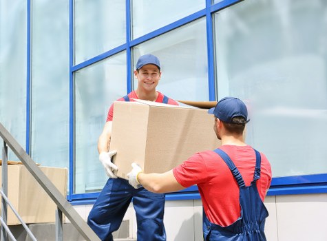 Retail and office items prepared for a move in East London