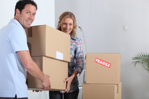 Van and movers handling a flat move in Bow streets